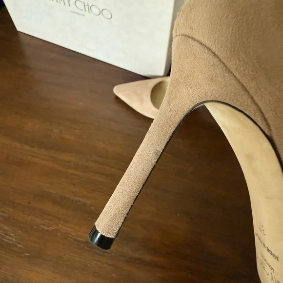 Jimmy Choo Beige Suede Heels - Picture 4 of 10